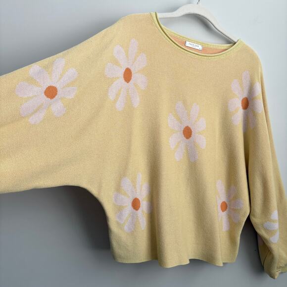 Ekouaer Lightweight Butter Yellow Daisy Flower Print Knit Two Piece Pajama Set - Picture 5 of 16